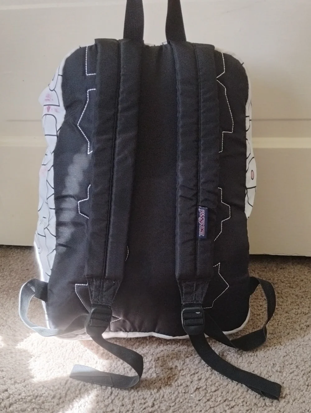 JanSport White Graphic Classic Backpack Puzzle Piece Pattern